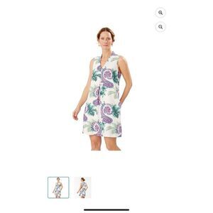 Tommy Bahama Women's Bombaisley Shift Dress Coconut Paisley M Linen Blend‎